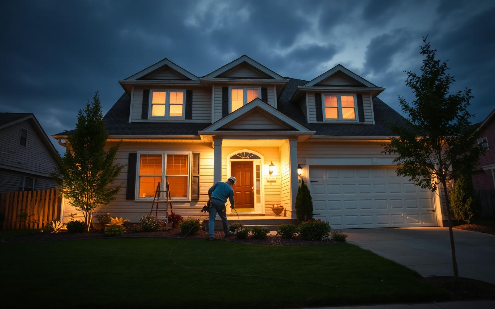 Contractor working on a home exterior in Northwest Indiana
